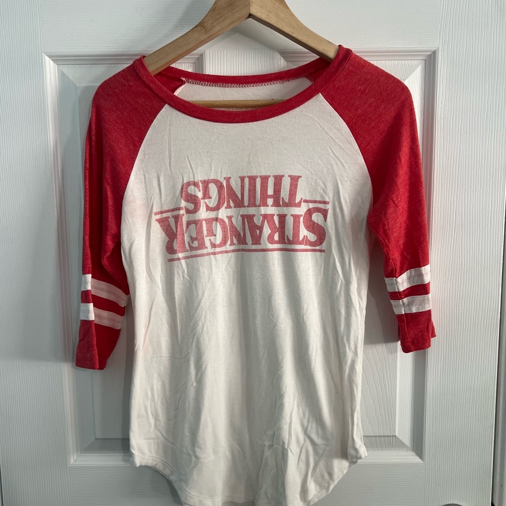 Stranger Things Upside Down Women Size Small Vintage Baseball Raglan Stretch